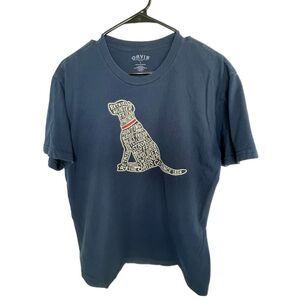 Orvis Navy Blue Dog and Writing Graphic Short Sleeve  T-Shirt